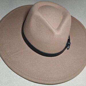 Fashion Nova Imported Seattle Full Brim Hat Tan Adjustable Inner Sizing